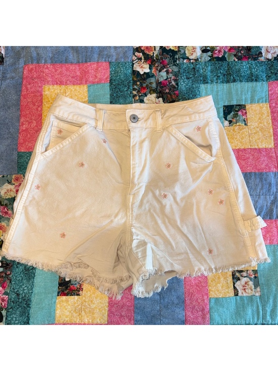 American Eagle Outfitters Pants - American Eagle Woman’s Size 2 White Embroidered Floral High-Rise Denim Shorts